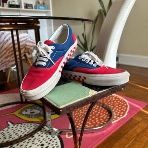 Women's Red and Blue Vans